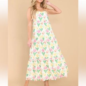 Over the hills ivory multi floral print maxi dress